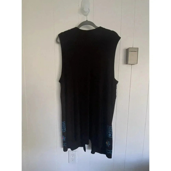 Ronni Nicole II Maxi Vest Black With Turquoise & Pink Buttons & Print 20W - Picture 4 of 6